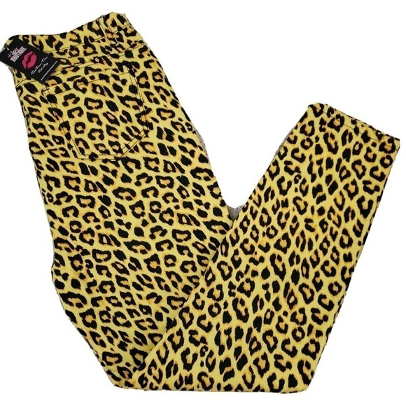 American Bazi ~Woman Plus Sz.3X~Yellow/Black Animal Print Pants Cotton Blend NWT - Picture 1 of 11